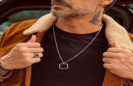 Pendant Necklaces Geometric Men Roman AmuletBlack Square Enamel Stainless Steel Polygon Necklace Mens Minimal Christmas4205796