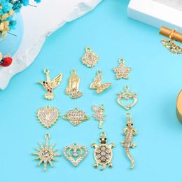 Charms 10pcs Handmade Necklace Earrings Pendant Love Flowers Butterfly Rhinestones Diy Jewellery Making Findings