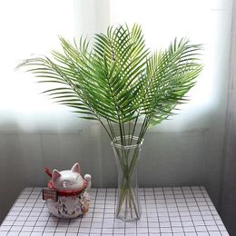 Decorative Flowers Large Plastic Artificial Green Loose Tail Leaf Tropical Palm Foliage Leaves Branch Plant Party Wedding Home Garden