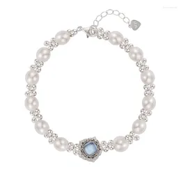 Link Bracelets Aquamarine Natural Freshwater Pearls With Small Personality S925 Sterling Silver Bracelet