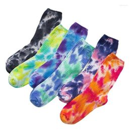 Men's Socks Fashion Tie-dye Korean Style Harajuku Hip-hop Skateboard Unisex Holiday Gift Happy Cotton