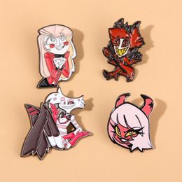 Brooches Anime Hazbin El Enamel Pin Brooch Charlie Angel Dust Alastor Figure Badge For Women Men Lapel Jewellery Gift