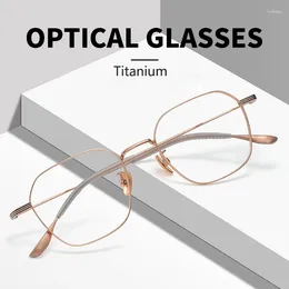 Sunglasses Frames Fashion Retro Polygon Eyeglasses Ultra Light Pure Titanium Spectacle Myopia Astigmatism Optical Prescription Frame Man