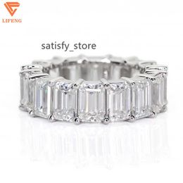 2023 Hot sale hiphop fine jewelry 925 silver rings with emerald diamond vvs moissanites clear fashion jewelry rings