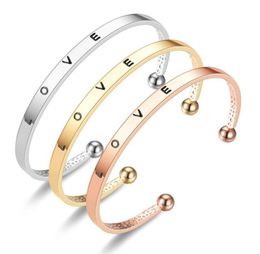 Bangle 2021 Fashion Rose Gold Color Letters Love Adjustable Bigsmall Open Charm Cuff Bracelets Bangles Women Jewelry8106354