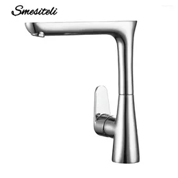 Kitchen Faucets Polished Chrome Faucet Single Handle Hole Deck Mounted 360 Rotation And Cold Mixer Sink Tap Brass Suite