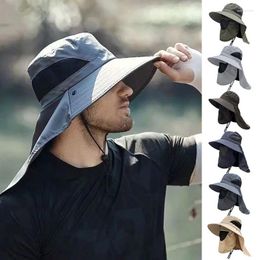 Wide Brim Hats Summer Sun UV Protection Outdoor Hunting Fishing Cap Men Women Hiking Camping Visor Bucket Hat Removable Mask