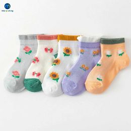 Kids Socks 5 Pairs/Lot Breathable Mesh Cotton Girls Socks Strawberry Cartoon Children Kids Baby Boys Socks Medium Stockings Miaoyoutong Y240504