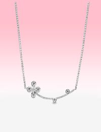 New Crystal Smiling clover Necklace Women Girls Lucky Jewellery for P 925 Sterling Silver flower Pendant Chain Necklaces with BOX3770784