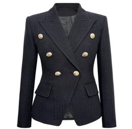 blazer women jacket 2022 Highquality Plus size womens Suits S5XL B Home Lion Button Short Black White Jacquard Jacket9420849