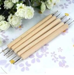 Wooden Dotting Pen DualEnd Wax Dot tool Pens Set Wood Nail Art Toenail Tools Supply Kit1297249