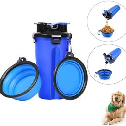 Pet Out Dual purpose Beverage Cup Portable Beverage Bottle Folding Dog Food Bowl Durable Outdoor Feeding Multi functional Bowl 240425