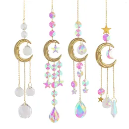 Decorative Figurines Crystal Sun Catcher Wind Chimes Star Moon Diamond Prisms Pendant Light Rainbow Chaser Hanging Ornaments Home Decor