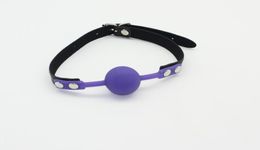 WholeD41mm purple silicone ball gagbondage restraint rubber mouth plug with PU beltadule sex bondage ball gag2227959