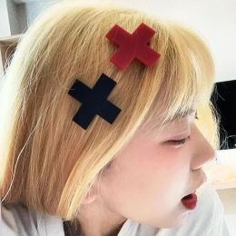 50pcs/lot Y2K Red Cross Hair Clip Punk Gothic Hip-hop Charm Black Cross Barrettes Girls Cosplay Bobby Pin Vintage Hairpins Cool Unique