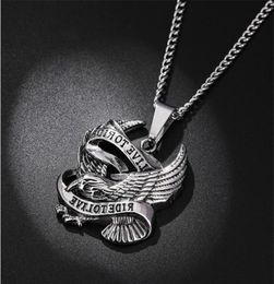 Punk Style Male Rider Eagle Necklace Pendant Ride To Live Retro With Whip Chain Men Woman Fashion Jewellery Gifts Necklaces6428872