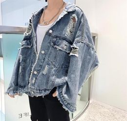 Spring Autumn 2020 Harajuku Jeans Jacket Women Loose Vintage Ripped Frayed Denim Jackets Ladies Punk Streetwear Coats Unisex CY2005219875