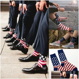 Men'S Socks Mens Men Usa American Flag Patriotic Stars Stripes Crew Drop Delivery Apparel Underwear Dhhxz