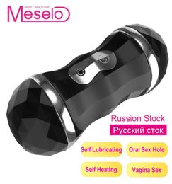 Meselo Dual Channel 18 Modes auto Heating Male Masturbator For Man Blowjob Oral Sex Vagina Real Pussy Vibrator Sex Toys For Men MX9919496