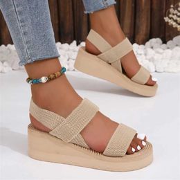 Slippers 2024 New Summer Style Fashionable Comfortable and Wear-resistant Hemp Bottom Casual Thick-soled Sandals H240504