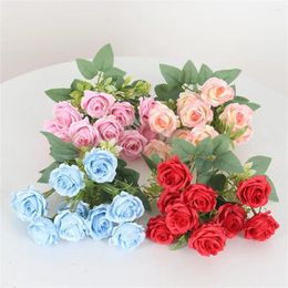 Decorative Flowers Simulation 10 Diamond Rose Small Bouquet Home El Shopping Mall Outdoor Flower Box Arrangement Fake