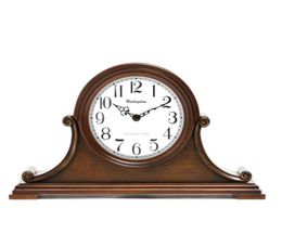 Vintage Table Clock Wooden Hourly Chime Quartz Mute Antique 14 LivingRoom Single Geometric WoodMDF Retro Europe7930076