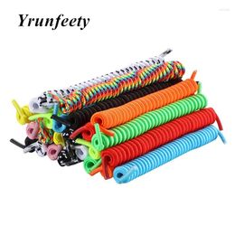 Shoe Parts 2024 Selling Round No Tie Shoelaces 4.7" Elastic Curly Shoelace Colourful Spring Laces For Kids Drop