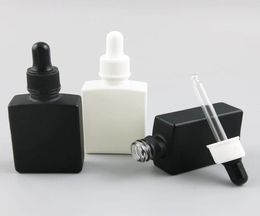 10 x 30ml Portable Black White Glass Perfum Vial Square Bottles with Dropper Essential Oil Perfume Cosmetic Container1398385