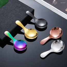 Spoons Cute 304 Stainless Steel Short Handle Round Head Spoon Ice Cream Dessert Creative Mini Tea Kitchen Accessories