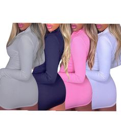 Spring and Autumn New women039s nightclub sexy Article pit zipper tight dress fashion Solid Long sleeve bar super soft buttocks1563245