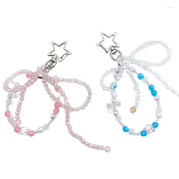 Keychains Beaded Bow Star Buckle Keychain Charm String Beads Butterfly Knot Phone Chain Jewellery Camera Backpack Decor Gifts