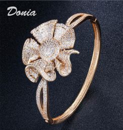 Donia jewelry luxury bangle European and American fashion camellia twocolor electroplated copper microinlaid zircon bracelet exa7183607