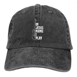 Ball Caps Summer Cap Sun Visor In Jesus Name I Play Guitar Christian Playe Hip Hop Cowboy Hat Peaked Trucker Dad Hats