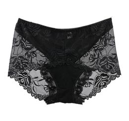 Women High Elasticity Panties Big Size Lace Sexy Underwear Transparent Floral Embroidery Briefs High-Rise Ps Size for Lady NEW T2004208987378