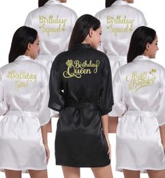 Birthday Girl Squad Kimono Robe Bathrobe Women Silk Birthday Robes Sexy Nightwear Robes Satin Robe Ladies Dressing Gowns Y2004297228668