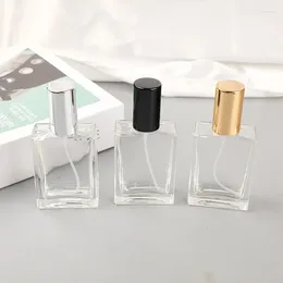 Storage Bottles 30ml 50ml Square Perfume Bottle Portable Glass Spray Cosmetics Packaging Transparent Fine Empty