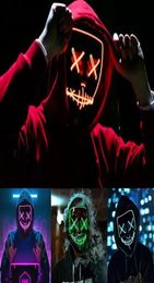 Halloween Horror Masks LED Glowing Cosplay Mascara Costume DJ Party Light Up Masks Glow In Dark 10 Colors1177780