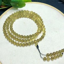 Link Bracelets 6MM Natural Beeswax Triple Circle Bracelet Round Bead Women Trendy Reiki Healing Elastic Yoga Energy Jewelry Gift