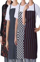 Apron Striped Plaid Long Man Women Waistwith Pocket Catering Chef Waiter Bar Unisex Coffee Shop Work for Kitchen4291966