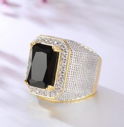 Natural Obsidian with Cushion Zirconia Diamond Ring for Men Fine Anillos De Bizuteria Anillos Mujer Jewellery Gemstone3579027