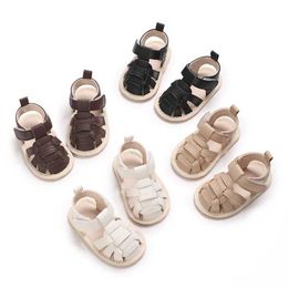 First Walkers Summer New 0-18M Newborn Sandals for Girls PU Soft Rubber Sole Anti slip Baby Step Walking Shoes H240504