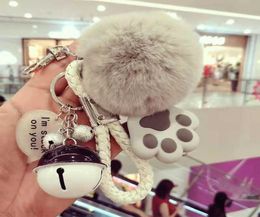 Luxury Creative Plush Keychain Pendant Exquisite Rex Rabbit Fur Ball Car Key Chain Handbag Pendant G10191856881