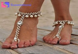 1pc Fashion Girls Sexy Crystal Beads Beaded Chain Anklets Bracelet Womens Silver Gold Barefoot Sandal Beach Wedding Foot Jewelry3290065