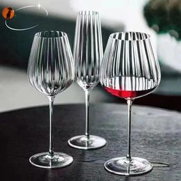 Nordic Transparent Ripple Crystal Glass Household Goblet Party Champagne Glasses Cup Red Wine Wedding Christmas Gifts 240430