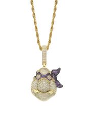 FashionNinjie Turtles pendant necklaces for men luxury designer mens bling diamond cartoon pendants 18k gold plated hip hop jewel2550414