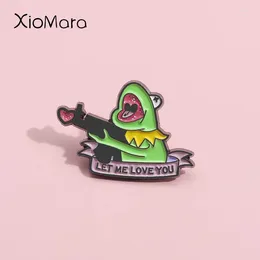 Brooches Let Me Love You Enamel Pin Custom Sniper Launch Frog Brooch Lapel Badges Cartoon Animal Jewellery Gift For Kid Friends