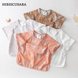 Waterproof Soft PU Bibs For Kids Children Summer Short Sleeve Smock Art Crafts Painting Mealtime Protection Bib Apron Easy Clean 240429