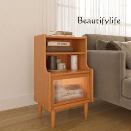 Decorative Figurines Japanese-Style Solid Wood Bedside Storage Cabinet Sofa Edge Small Bookcase Cherrywood Living Room Side Table