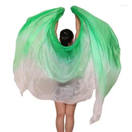 Stage Wear Silk Belly Dance Veil 5mm/8mm 250/270 114 Cm Gradient Colours Green Light White Hand Dyed Veils Customised