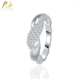 Cluster Rings PuBang Fine Jewelry Solid 925 Sterling Silver Created Diamond Cocktail Sparkling Ring For Women Party Wedding Gift Drop